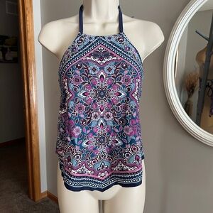 Kona Sol Small High Neck Paisley Tankini Top